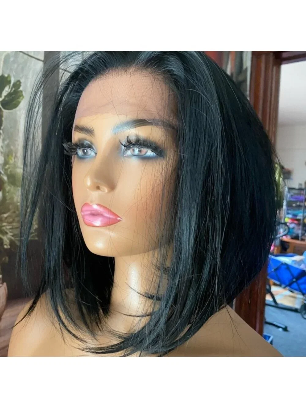 NEW! Free part Lace Front Wig - black angled bob